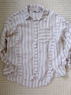Vineyard Vines Beige & White Striped Button Shirt